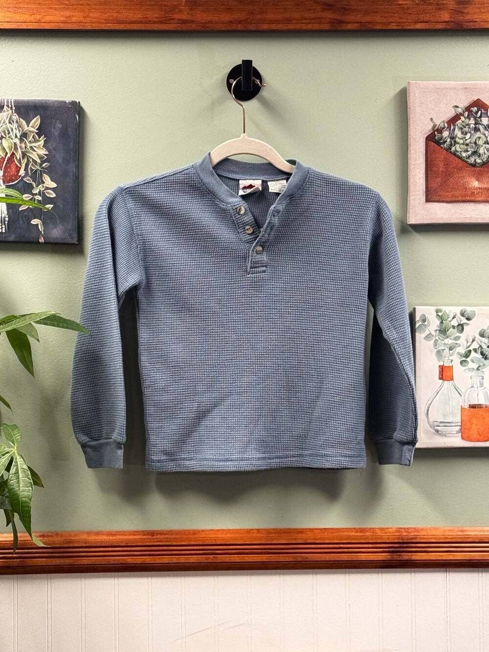 New Legends Waffle Knit Long Sleeve Henley Shirt